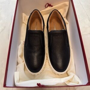 Salvatore Ferragamo Black Textured Loafers